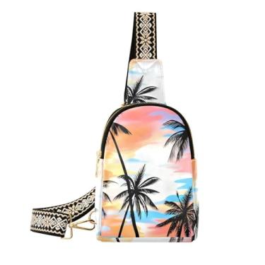 Imagem de CEBUGI Palmeiras pequena bolsa tiracolo feminina de couro, pochete transversal para trilhas, viagens ao ar livre