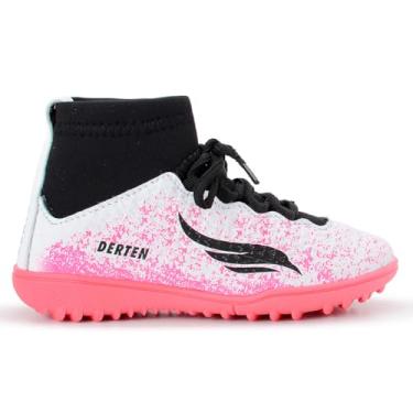 Imagem de Chuteira Infantil Society Botinha Cano Alto Meia Original (Branco/Pink, BR, Criança de 4 a 8 anos, Numérico, 26)