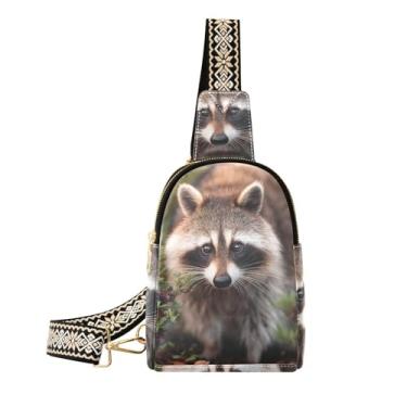 Imagem de CEBUGI Bolsa tiracolo feminina Raccoon pequena de couro, pochete transversal para trilhas, viagens ao ar livre