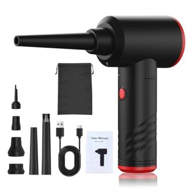 Imagem de Jiawu Aspirador de pó Portátil para Carro, 3 Velocidades, Luz LED Embutida, Espanador e Aspirador de pó Sem Fio, Soprador de Ar Portátil Com Vários Bicos, Ferramenta de Limpeza (Versão padrão preta