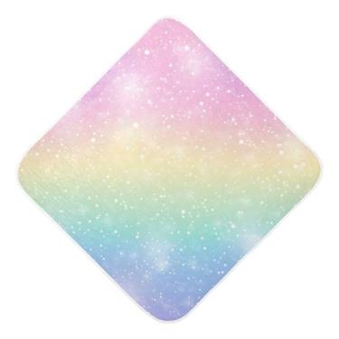 Imagem de STAYTOP Lindas toalhas de bebê com capuz de musselina de cores arco-íris, toalha de banho super macia, toalhas de banho absorventes para banho recém-nascido unissex 89 x 89 cm