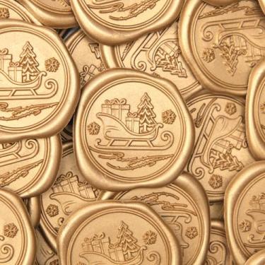 Imagem de 30 peças de adesivos de lacre de cera de Natal adesivos de selos de envelope autoadesivos ótimos para presentes de convite de Natal decoração de envelope de cartão de felicitações (marrom)