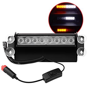 Imagem de FOXCID Mini barra de luz estroboscópica de 30,5 cm, 36 LED, 18 watts, aviso de perigo de emergência, com suporte magnético, para arado ou caminhão de reboque, veículo de construção, branco âmbar