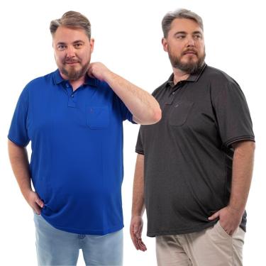 Imagem de Kit 2 Camisa Polo Masculina Plus Size Pique com Bolso Casual-Masculino