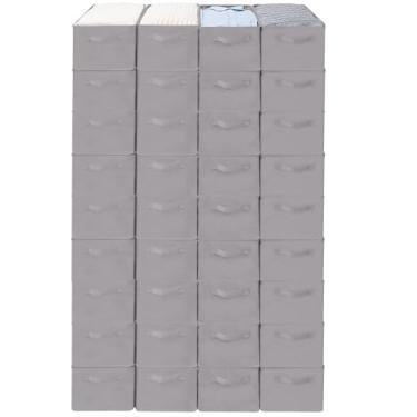 Imagem de Cestos de armazenamento com moldura de metal, cestas grandes dobráveis de armazenamento de tecido para prateleira organizadora, organizador de cestas com alças para cobertores, toalhas, lavanderia