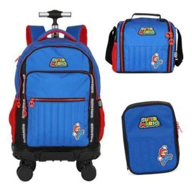 Imagem de Kit Mochila Rodinhas 360 Lancheira Estojo Super Mario - Luxcel