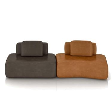 Imagem de Sofá Ilha Sala de Estar Dakota 2 Módulos 316cm Encostos Almofadas Soltas PU Marrom/Caramelo G33 - Gran Belo