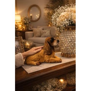 Imagem de Estátua Decorativa de Cachorro Cocker Spaniel Super Realista Flocado Decoração Enfeites