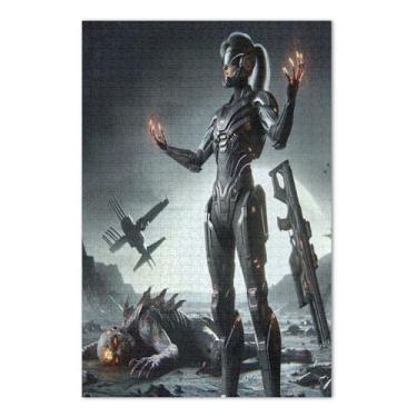 Imagem de Quebra-cabeça de ficção científica feminina guerreira de 1000 peças para adultos, quebra-cabeças grandes para adultos, jogos para adultos