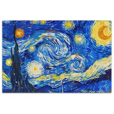 Imagem de Quebra-cabeça de Van Gogh Noite estrelada para adultos 500 peças presentes de festa elefante branco paisagem animal floral