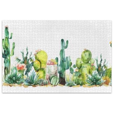 Imagem de Quebra-cabeça adulto com plantas de cacto aquarela, 1000 peças, flor, animal, duro, para adultos, família, quebra-cabeça, presentes