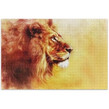 Imagem de Quebra-cabeças em aquarela com leão, 1000 peças para adultos, divertidos e coloridos, brinquedos artísticos