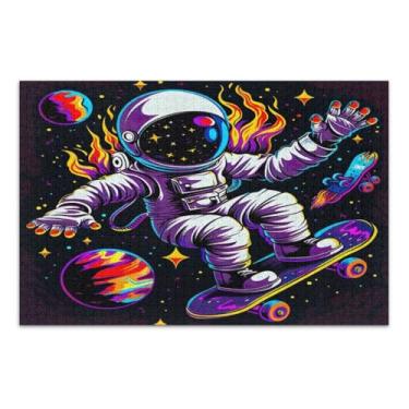 Imagem de Quebra-cabeças Astronaut Skateboarding in Space 500 peças grandes para adultos, quebra-cabeças legais para adultos, jogos mentais