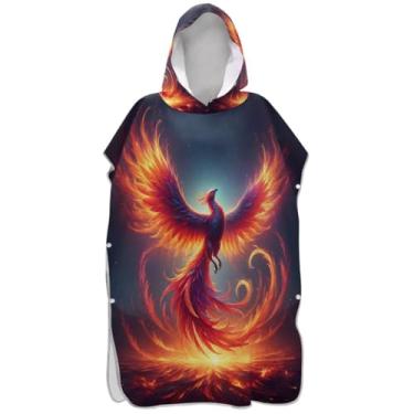 Imagem de Joisal Poncho de surfe trocador para adultos toalha de banho com capuz de praia leve foênix pássaros deslumbrantes poncho masculino com capuz