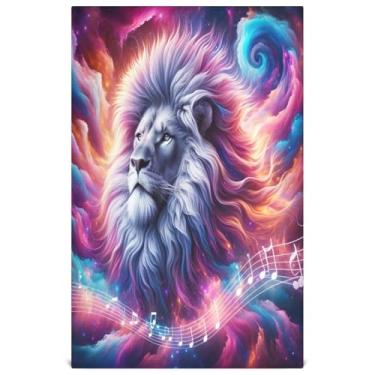 Imagem de Joisal Toalhas de prato coloridas com desenho animado de leão para cozinha toalhas de mão decorativas de chá fofos pratos de lavagem macios absorventes 45 x 71 cm, 1 pacote