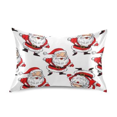 Imagem de King Queen Fronha padrão desenho Papai Noel branco cetim fronha estampa animal capa de cama refrescante tamanho king size 101,6 cm x 50,8 cm