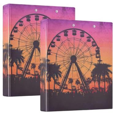 Imagem de Pacote com 2 fichário com 3 furos para roda-gigante pôr do sol com material de escritório, pranchetas pequenas com armazenamento