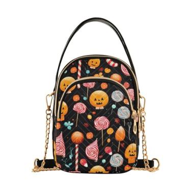 Imagem de GAIGEO Bolsa tiracolo feminina Halloween Candy and Candies, bolsa pequena com alça de ombro, bolsa transversal de verão, Halloween Candys and Lollipops-3, One Size