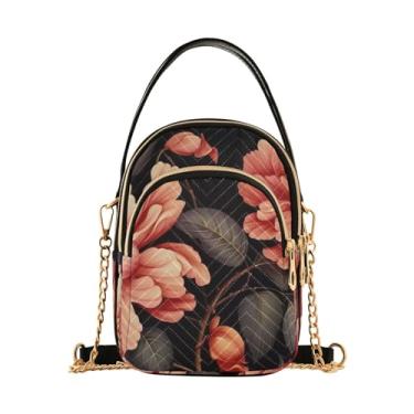 Imagem de Bolsas transversais pequenas de neve azul com árvore de Natal e flocos de neve para mulheres modernas e leves, Flores grandes pintadas - 2, One Size