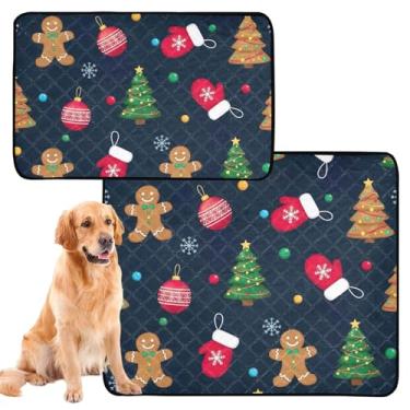 Imagem de Almofadas de xixi para cães, laváveis, festivais de Natal, árvores, pretas, reutilizáveis, para gatos, filhotes, absorventes e à prova d'água, tapete de gaiola para cães, fofo, médio + grande