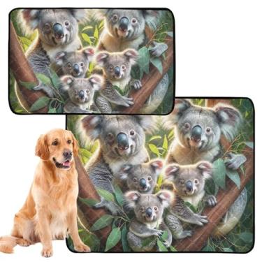 Imagem de TSENQUE Cute Koala Family Almofadas laváveis para cães para animais de estimação tapete reutilizável almofada de penico para cães tapete impermeável para cães, pequeno x pacote com 3