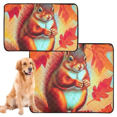 Imagem de TSENQUE Almofadas laváveis para cães de estimação, à prova d'água, tapete de cercadinho para cães, folhas de bordo de esquilo, reutilizáveis, absorventes para gatos, almofadas de penico, pequeno x