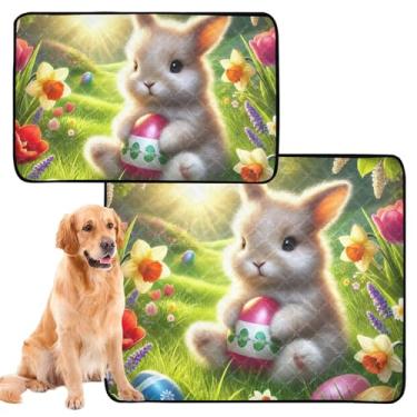 Imagem de TSENQUE Almofada reutilizável para animais de estimação com ovos coloridos para gatos e animais de estimação laváveis para animais de estimação, tapete impermeável para cercadinho de cachorro