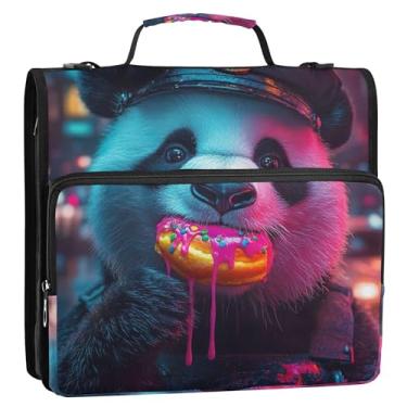 Imagem de Documento 3 fichários de 3,8 cm anel D engraçado urso panda polícia bonito organizador de fichário com zíper, vários bolsos, pasta grande para guardar pastas com alça para escola