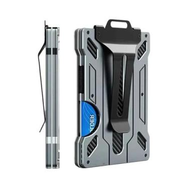 Imagem de Carteira Minimalista Masculina Em Alumínio Com Bloqueio RFID E Clipe D