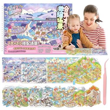Imagem de SZXYCZL 12 PCS Oversize with Miniature 3D DIY Sticker Scene, Scenery Stick Make Own Mini House Sticker Therapy Relief Pass The Time Gift for Teen Adult-Pastoral