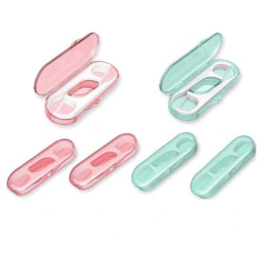 Imagem de 6 peças - Estojo portátil 2 em 1 para fio dental e palito - Recipiente de higiene bucal de viagem, kit de higiene compacto, caixa de armazenamento dupla, mini suporte de palheta dentária