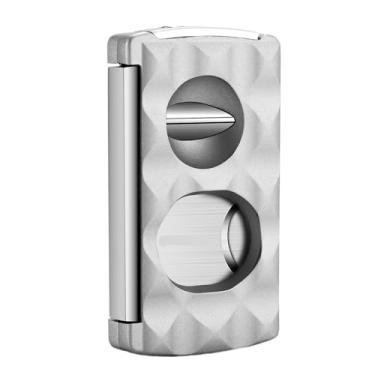 Imagem de JDIME Cortador de charutos, corte em V de aço inoxidável, com perfurador, suporte, lâmina afiada, acessório de viagem para fumar, caixa de presente, CE-24HM(G)