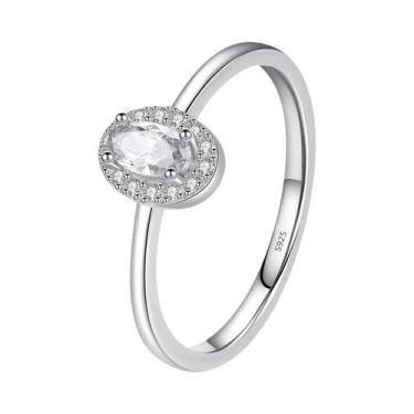 Imagem de Anel Oval De Zircônia Arco-Íris Em Prata Esterlina 925 Para Mulheres, 