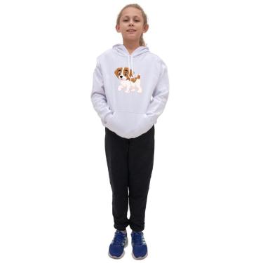 Imagem de Conjunto de Moletom Menina Infantil Estampa de Cachorro Com Calça Confortavel Para Passeio-Feminino