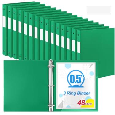 Imagem de Henoyso 48 fichários de 3 anéis redondos de 1/5.1 cm, tamanho carta, 20 cm x 28 cm, fichário flexível de plástico, comporta 100 folhas com 1 bolso, organizador versátil para escritório, casa, escola