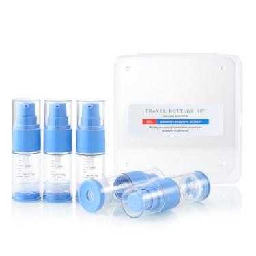 Imagem de XQNCBY Garrafa de bomba de vácuo azul sem ar vazia para cuidados com a pele adequada para várias embalagens de cosméticos, tamanho de viagem, sair para carregar 15 ml, 5 peças