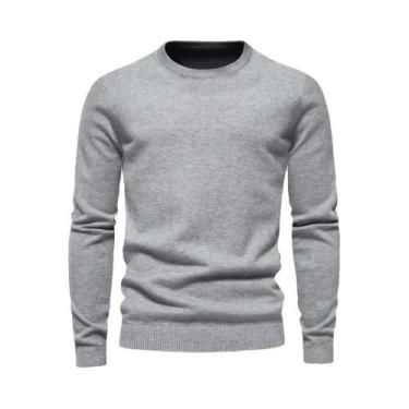 Imagem de Suéter Masculino De Inverno Grosso De Manga Longa Com Gola Redonda Em 