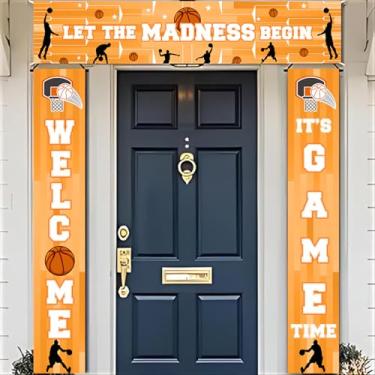 Imagem de AIBIIN Conjunto de 3 peças de decorações Let The Madness Begin Banner de cerca de basquete kit de faixa de varanda