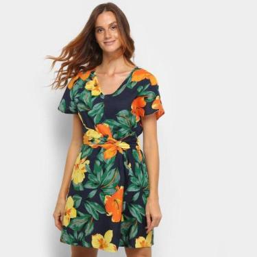 Imagem de Vestido Top Moda Evasê Curto Floral Transpassado