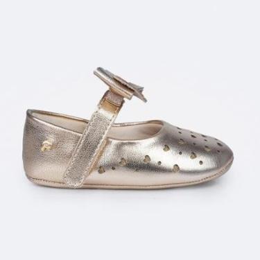 Imagem de Sapato de Bebê Pampili Nina Laço e Coraçôes Dourado-Feminino