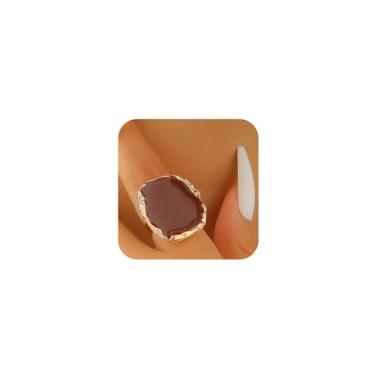 Imagem de Conjunto de anéis femininos grossos dourados e pretos esmaltados de dois tons, vintage, grande, cristal, zircônia, grande, festa, formatura, joias, acessórios para presente, Metal, Sem pedra preciosa