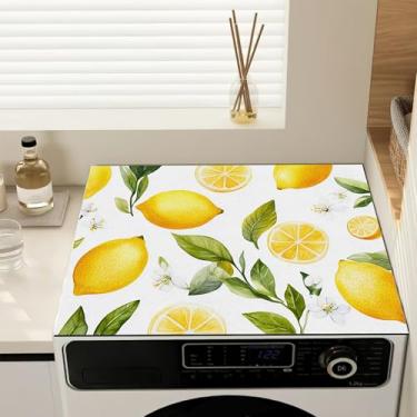 Imagem de Capas de lavadora e secadora de limão para a parte superior, almofada antiderrapante para máquina de lavar, tapete protetor de secadora para lavanderia, cozinha, decoração de casa, 60 x 50 cm