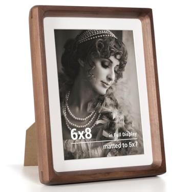 Imagem de Fun Memories Porta-retrato 15 x 20 cm, moldura de madeira de nogueira com vidro temperado HD, moldura de madeira feita à mão com canto arredondado 15 x 20 cm, moldura de madeira 15 x 17 cm, moldura de