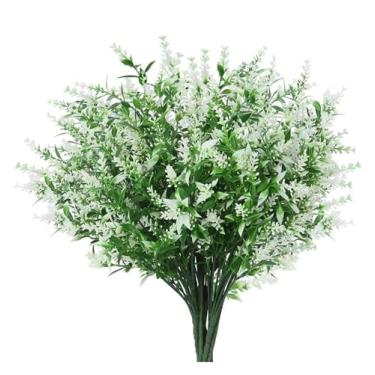 Imagem de 5 peças/ramo de flores artificiais de plástico lavanda planta falsa decoração de casa jardim decoração de casamento DIY buquê de noiva doméstico (verde)