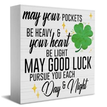 Imagem de St. Patricks Day Decor Have Yourself A MERRY St. Patrick's Day, placa de caixa, para decoração de mesa de mesa de escritório em casa, decoração de primavera, 12 x 12 cm