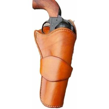 Imagem de Coldre escondido de couro medieval, suporte para pistola de cowboy ocidental de revólver, acessório estilo steampunk vintage para kit de fantasia de cosplay, marrom
