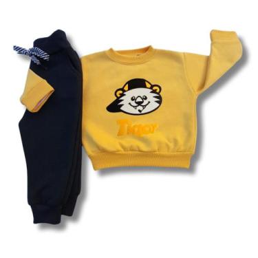 Imagem de Conjunto de Moletom Infantil Menino Bebê Flanelado Grosso Roupa de Fri