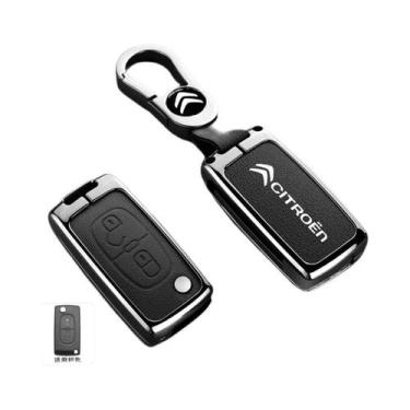 Imagem de Capa De Chave De Carro Em Liga De Alumínio E Couro Para Citroen C1 C2 