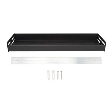 Imagem de Prateleira organizadora de temperos montada na parede, economizando espaço, solução de armazenamento multifuncional para cozinha, banheiro, feita de metal durável, plástico, (Preta)