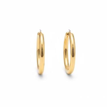 Imagem de Brinco Argola Grande Feminina Lisa Banhada a Ouro 18k Clássica - SOUL 